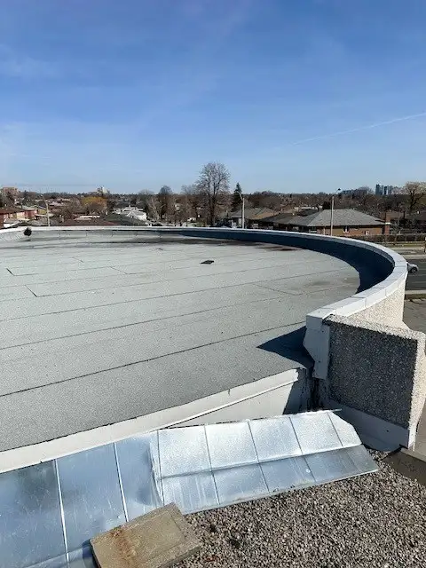 Commercial flat roofing project in Kitchener, ON