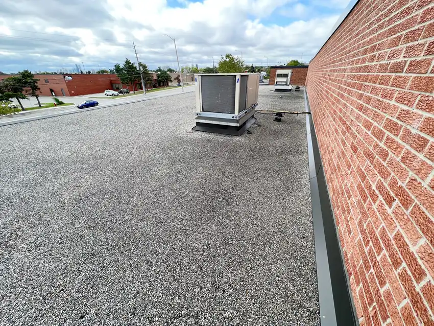 Commercial flat roofing project in Pickering, ON
