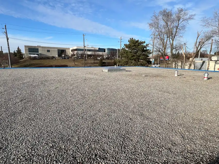 Commercial flat roofing project in Oakville, ON