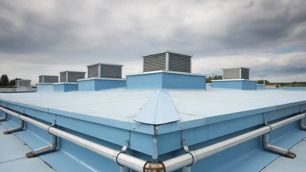 flat roof with water drainage system
