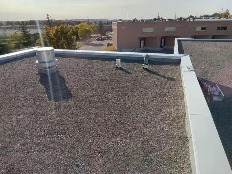 Commercial flat roofing project in North York, ON