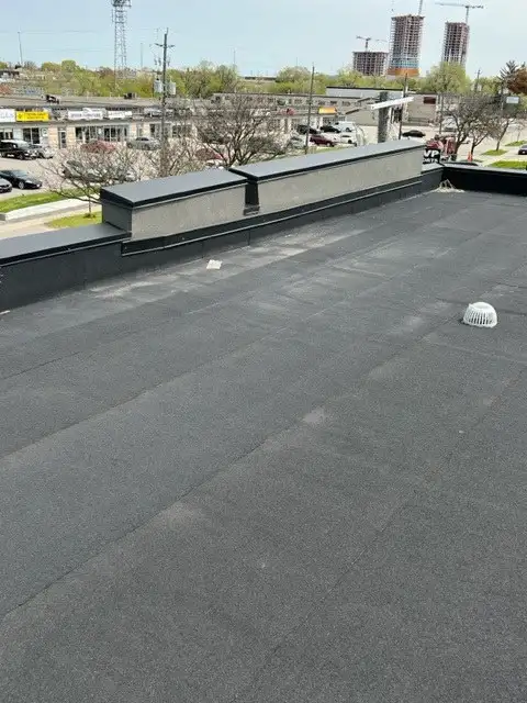 Commercial flat roofing project in Hamilton, ON