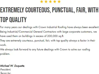 Crown Industrial Roofing commercial flat roofing work
