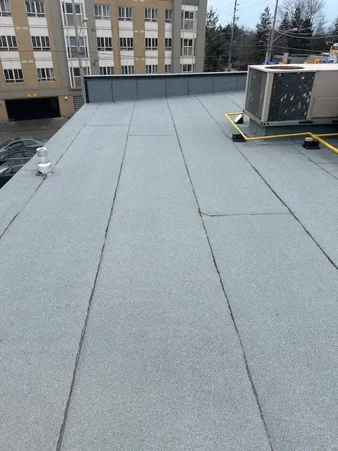 Commercial flat roofing project in North York, ON
