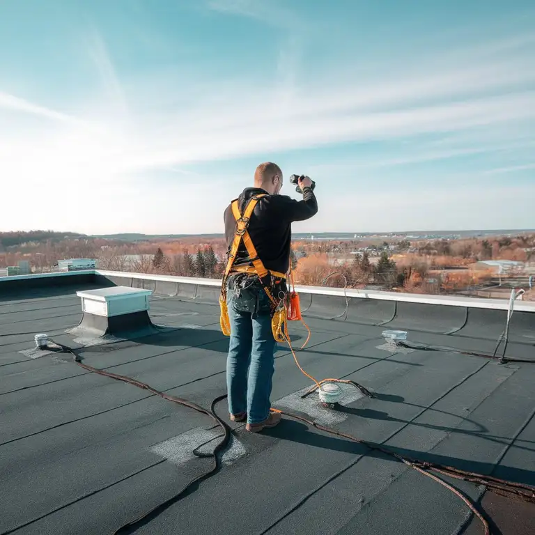 commercial roof drainage inspection flat roof