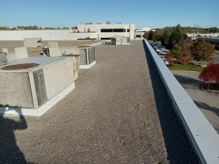 Commercial flat roofing project in North York, ON
